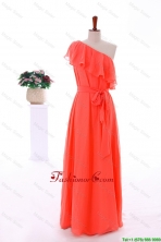 2016 Popular Fall Empire One Shoulder Prom Dresses with Sashes DBEES077FOR
