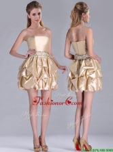 Beautiful Strapless Beaded and Bubble Short Prom Dress in Champagne THPD166FOR