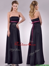 Classical Black Ankle Length Prom Dress with Hot Pink Belt THPD155FOR