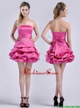 Latest A Line Bubble and Bowknot Taffeta Prom Dress in Hot Pink THPD010FOR