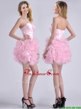 Modest Sweetheart Rolling Flowers Short Prom Dress in Baby Pink THPD074FOR