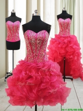 2017 Hot Sale Visible Boning High Low Detachable Prom Dresses with Beaded Bodice and Ruffles PSSWPD013KC002FOR 
