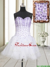 2017 Low Price Visible Boning Beaded Bodice White Prom Dress in Organza PSSWPD071FOR