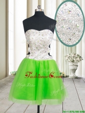 Lovely Cut Out Waist Beaded and Sequined Zipper Up Dama Dress in Spring Green PSSWPD006-1FOR
